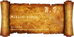 Mikics Vince névjegykártya